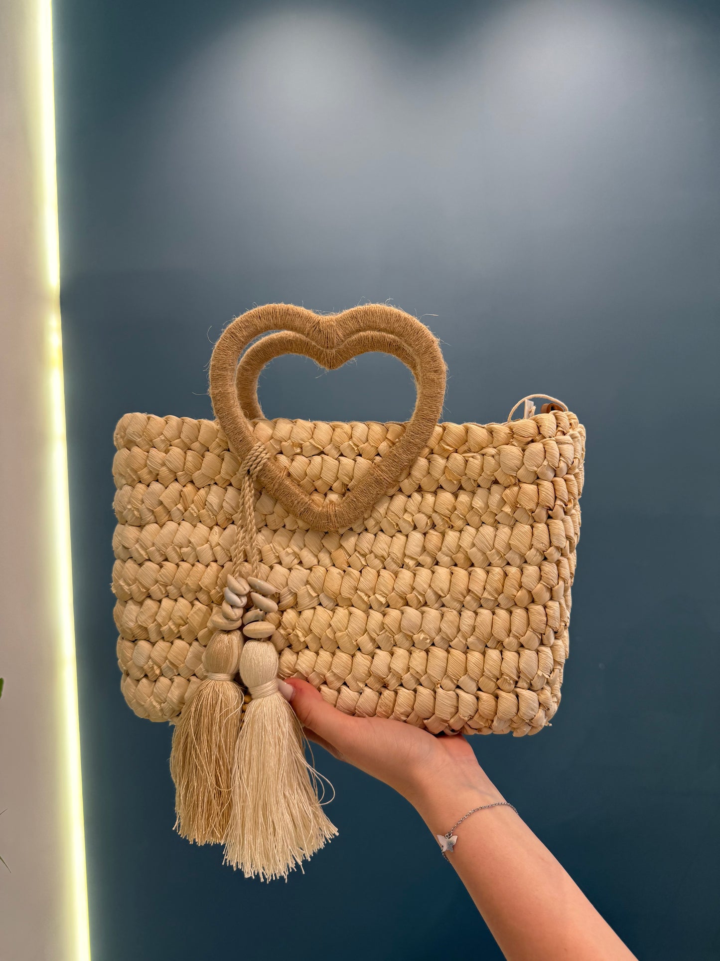 irene borsa rafia manico cuore