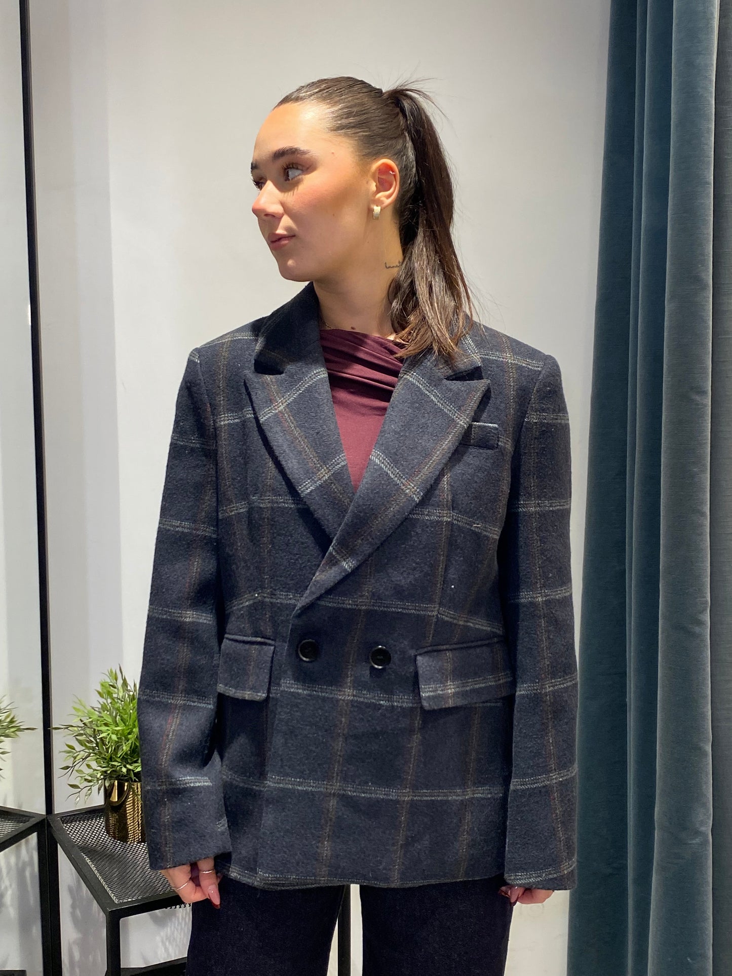 isabel giacca lana check