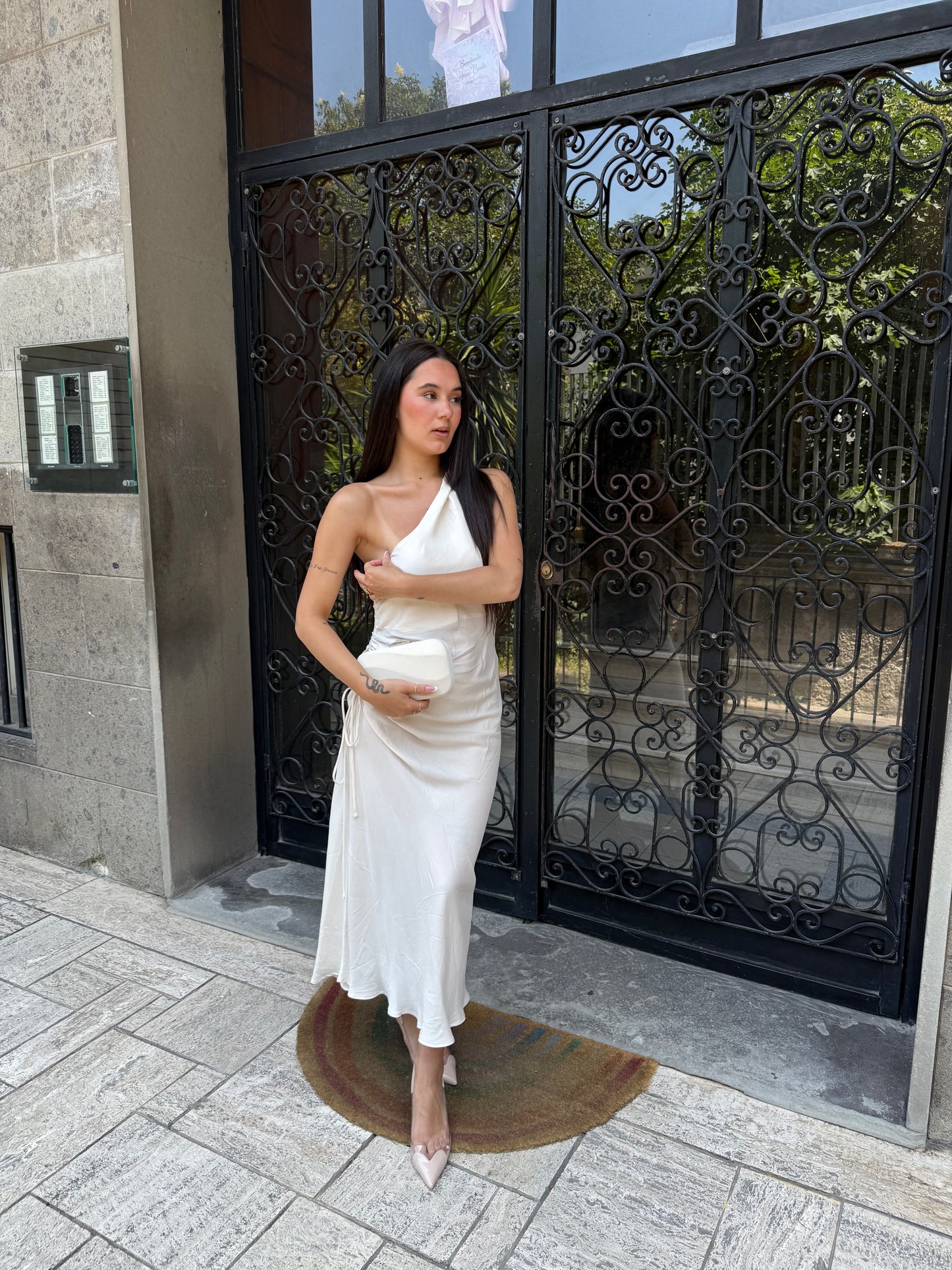 lumina long dress monospalla