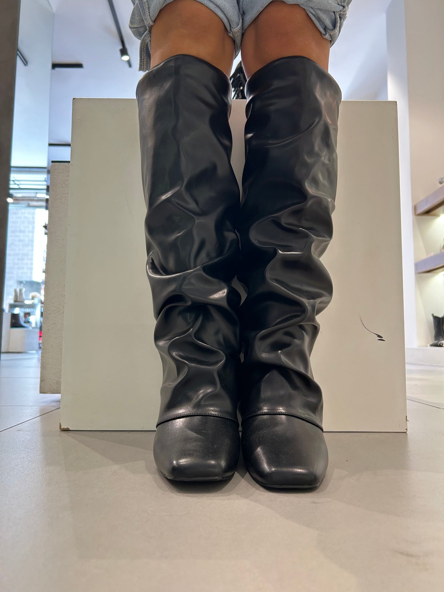 gold stivale punta quadrata