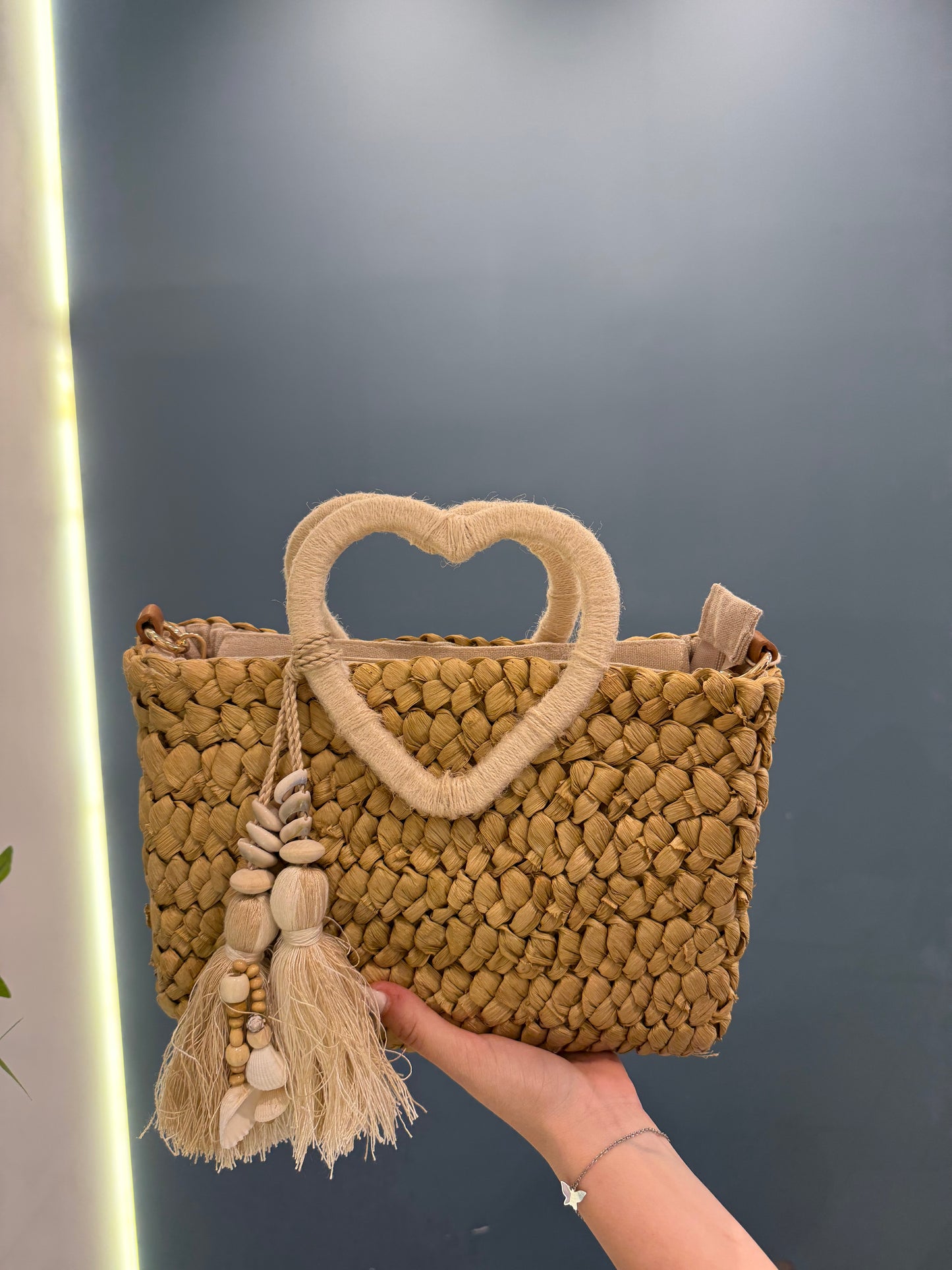 irene borsa rafia manico cuore