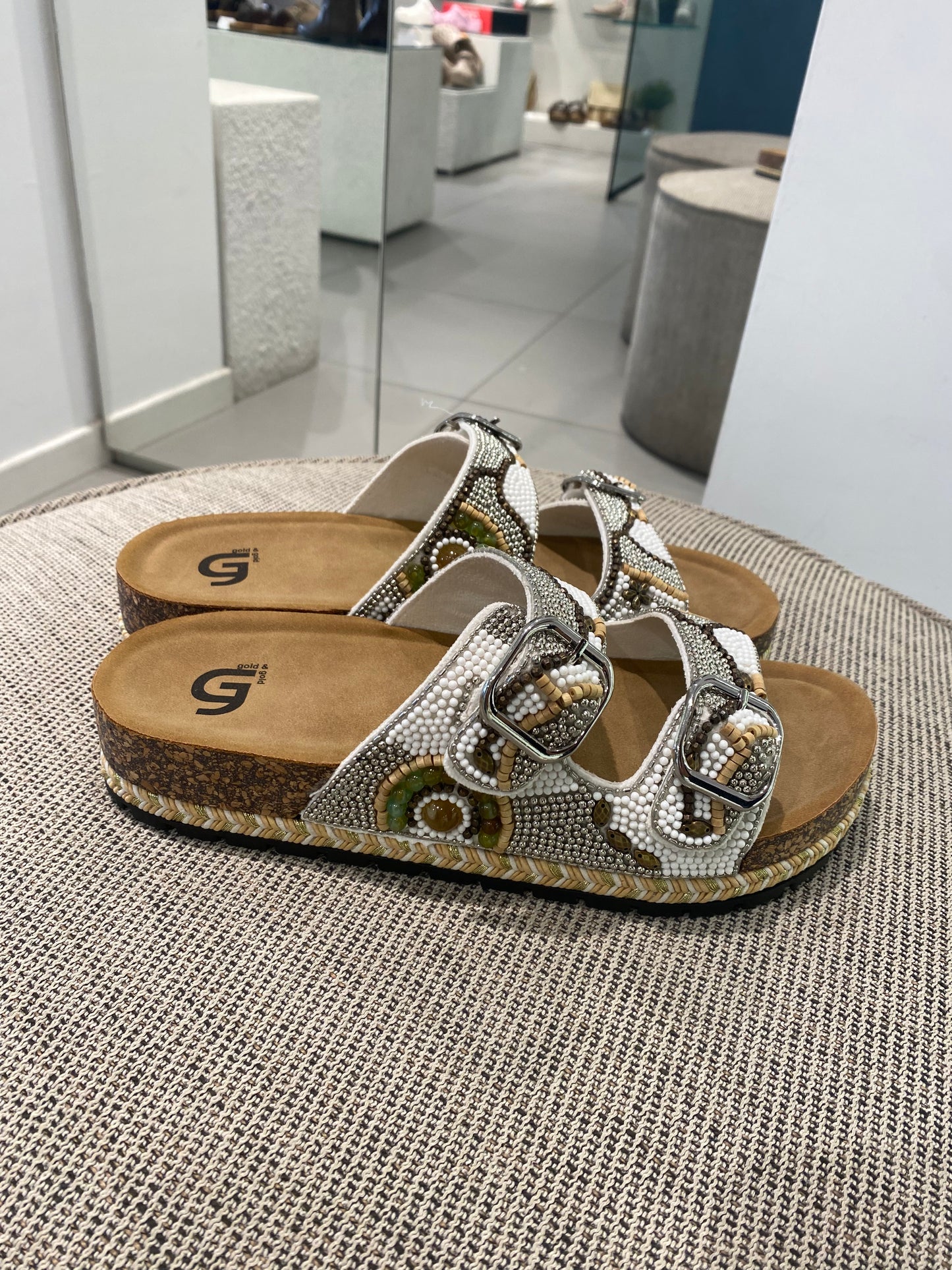 gold ciabatta doppia fascia decoro