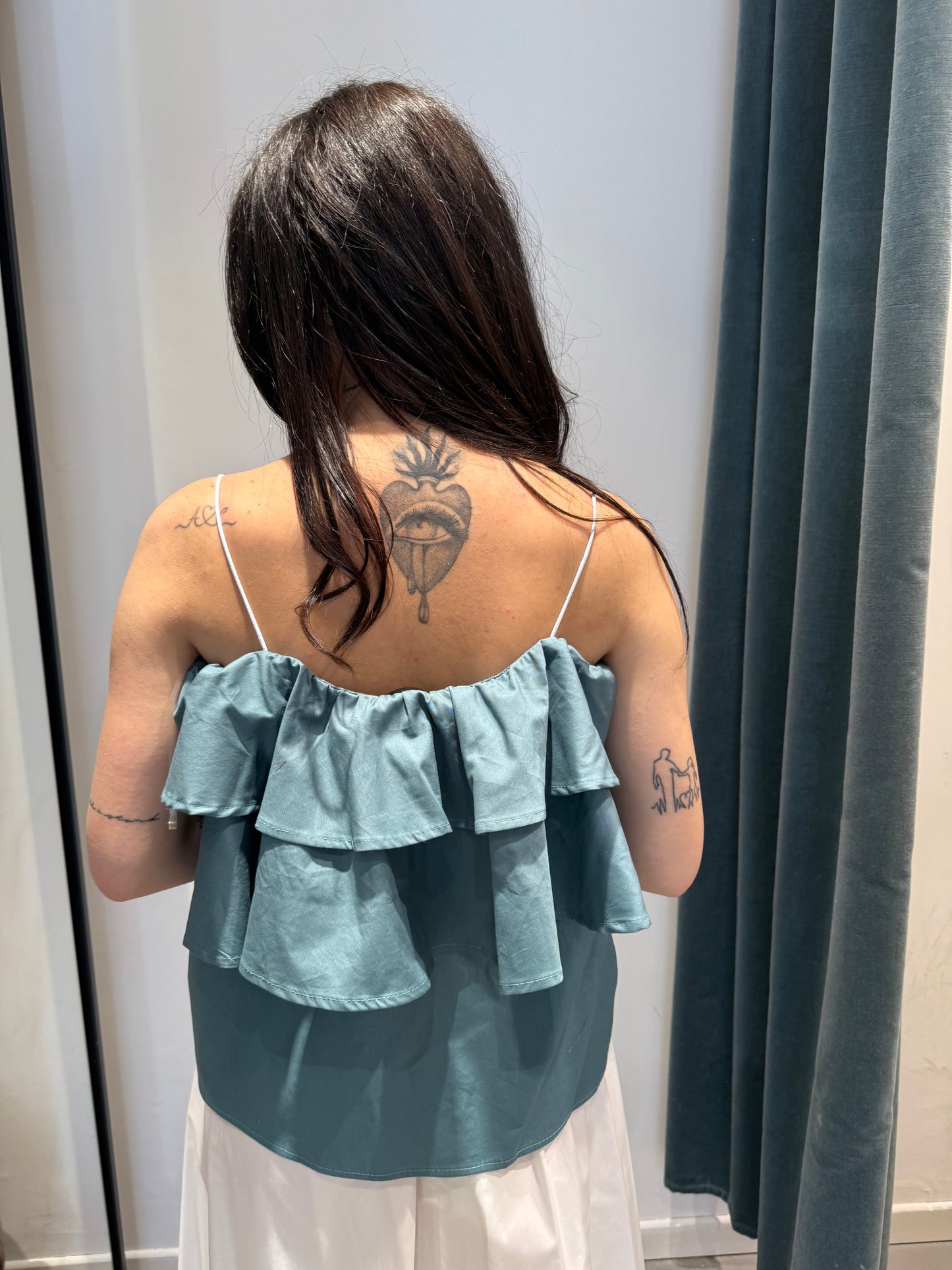 ornella b top balza tinta unita