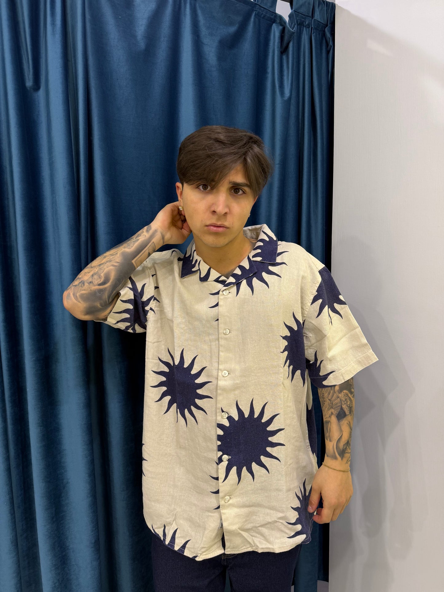 solid camicia lino m/m fantasia