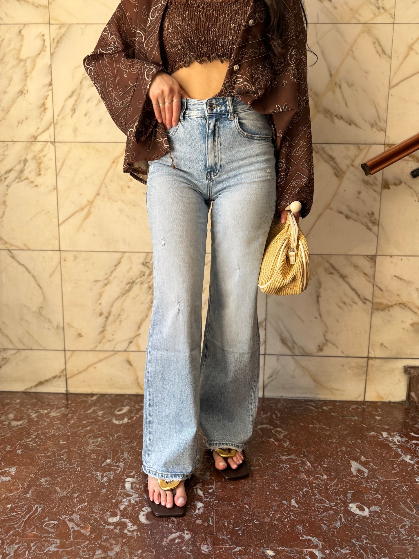 miss bon denim gamba larga