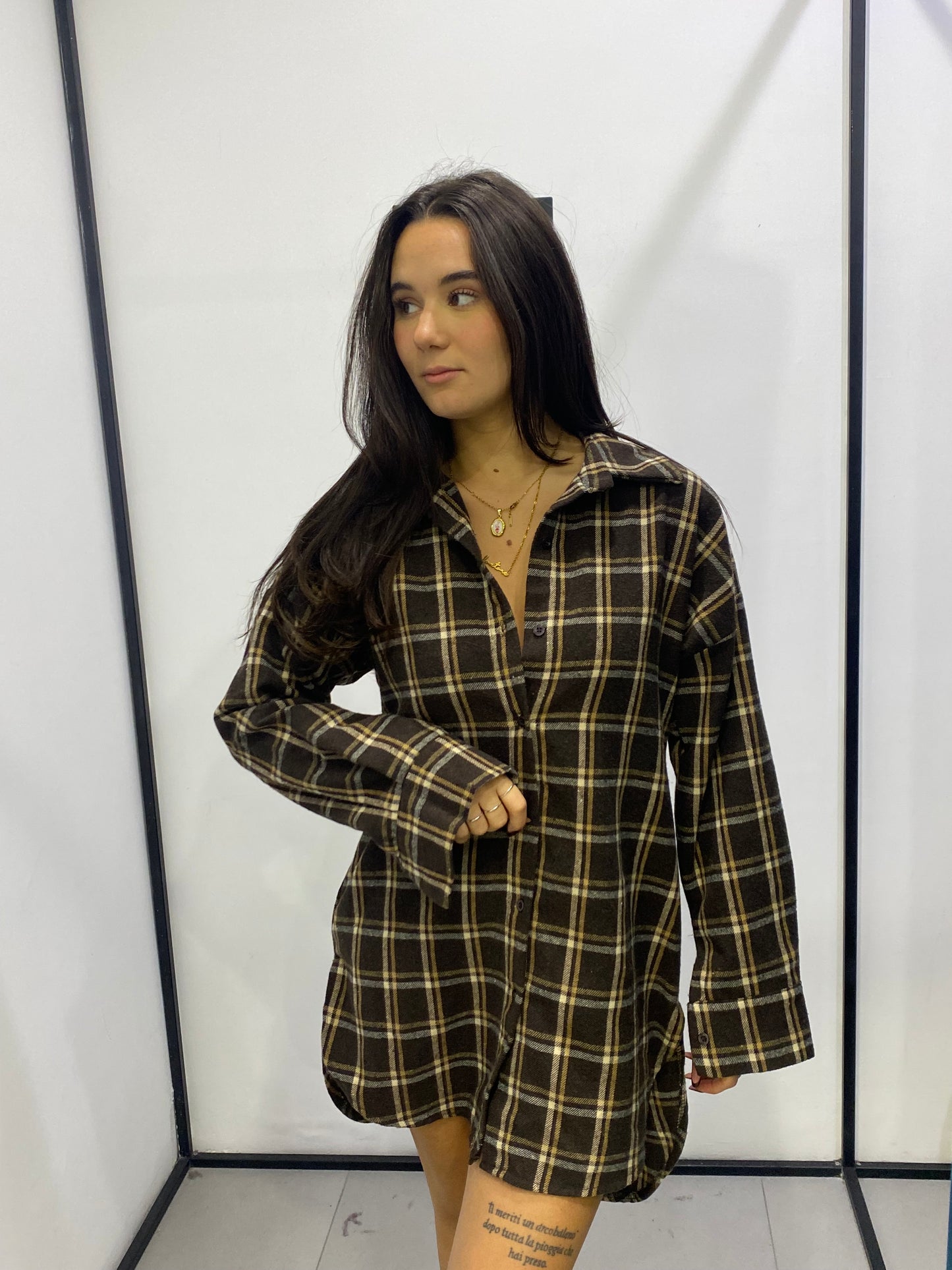 glitter camicia over check