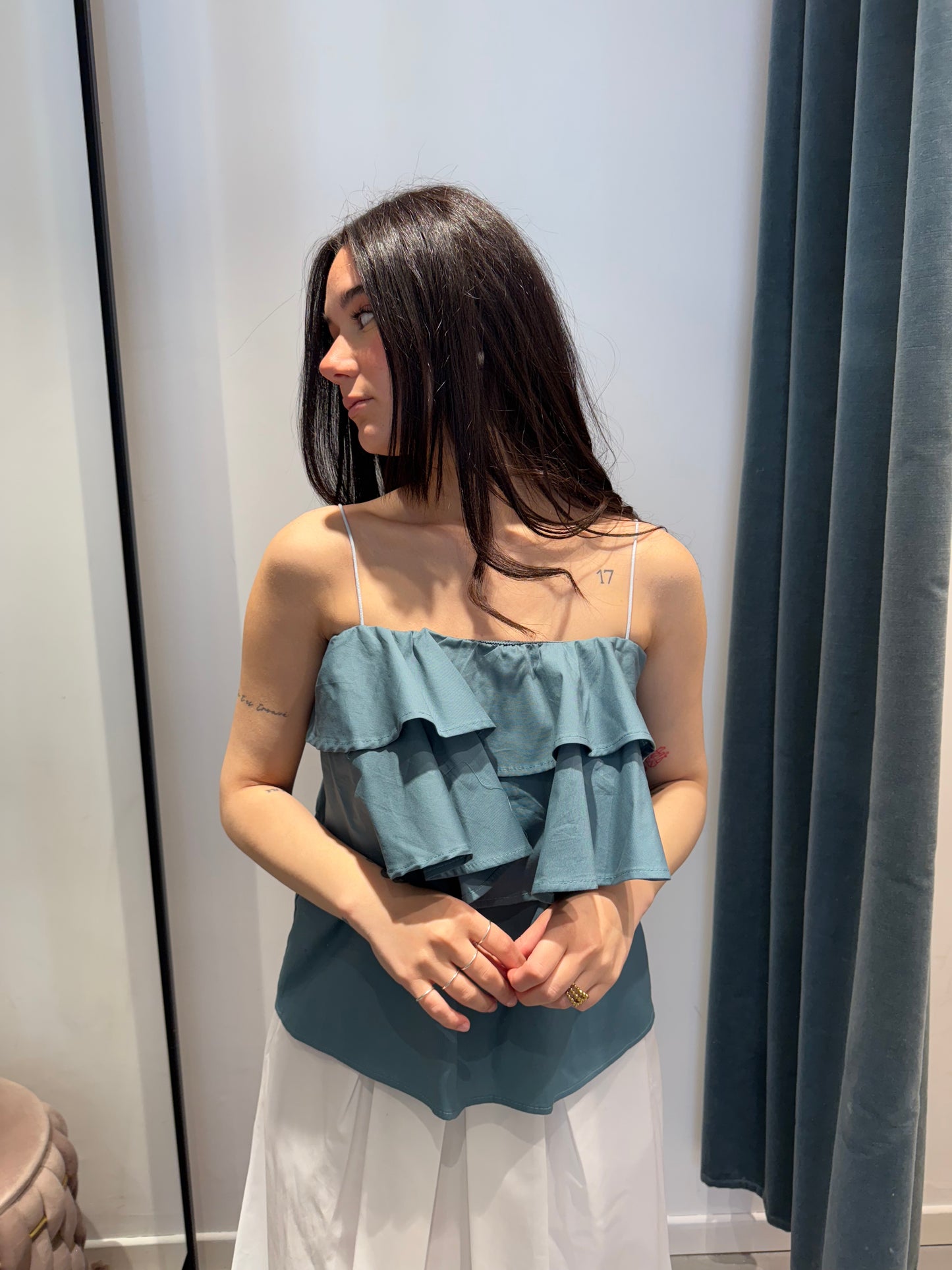 ornella b top balza tinta unita