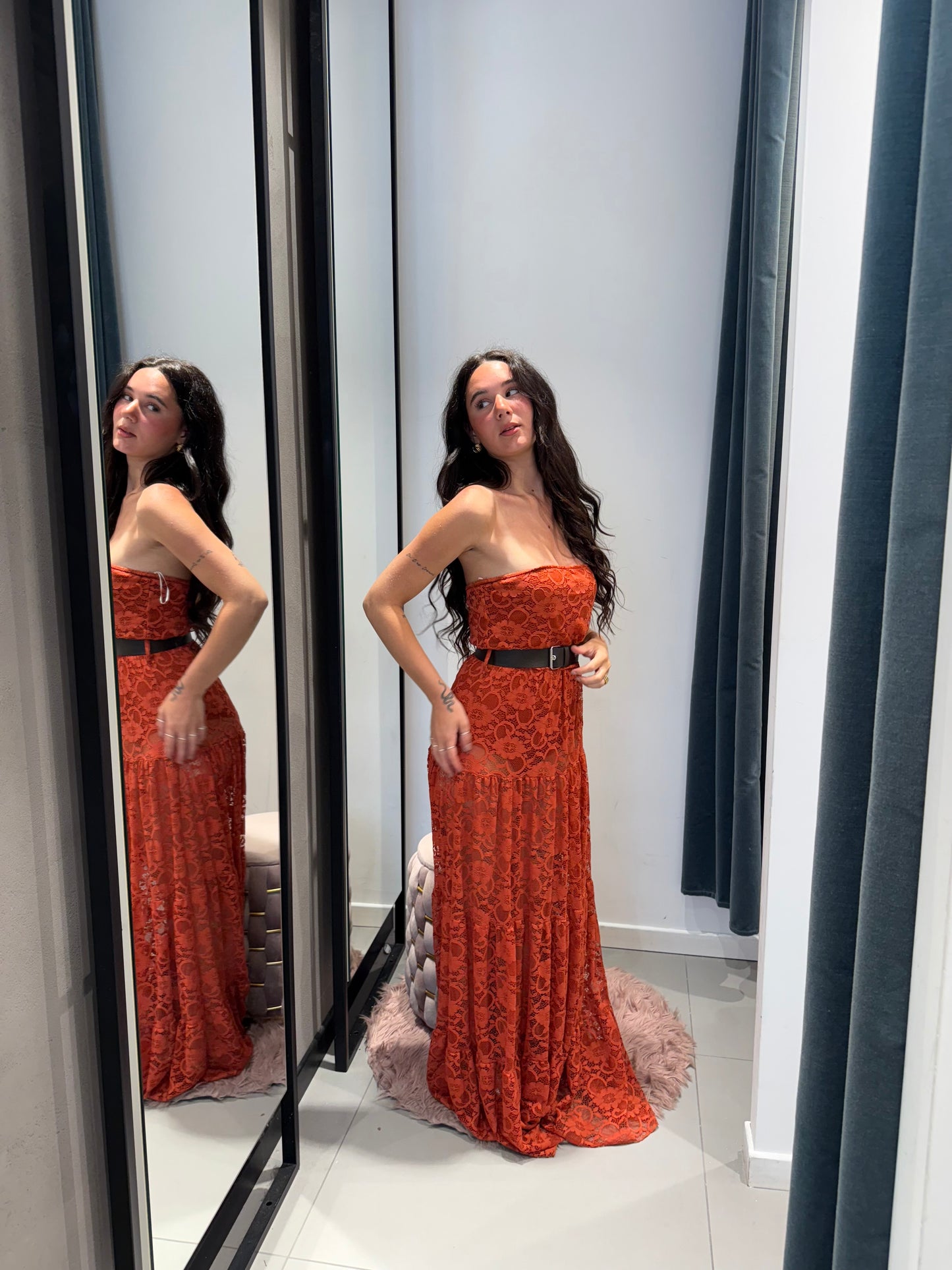 lumina long dress pizzo