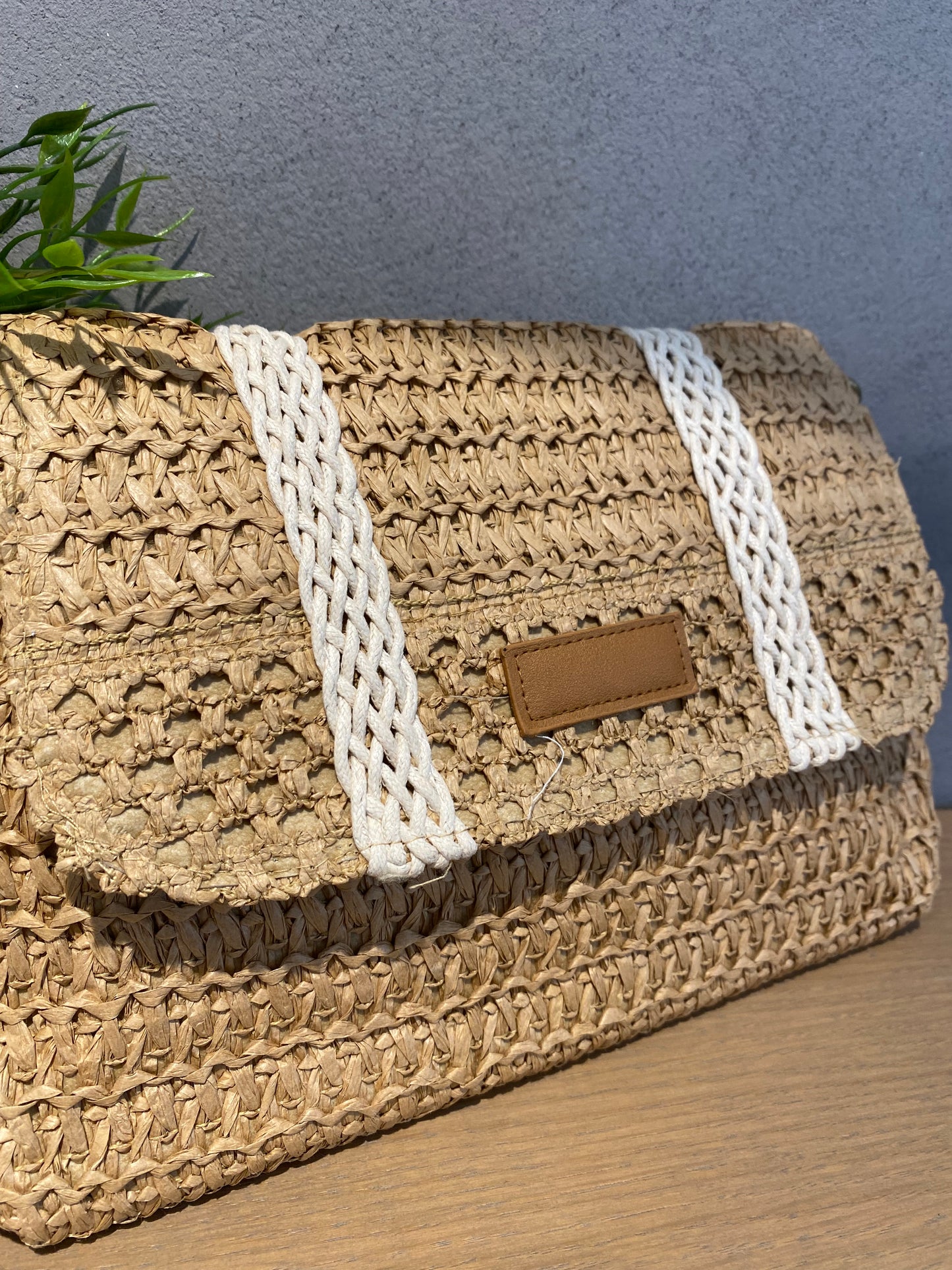 sara borsa raffia bicolor