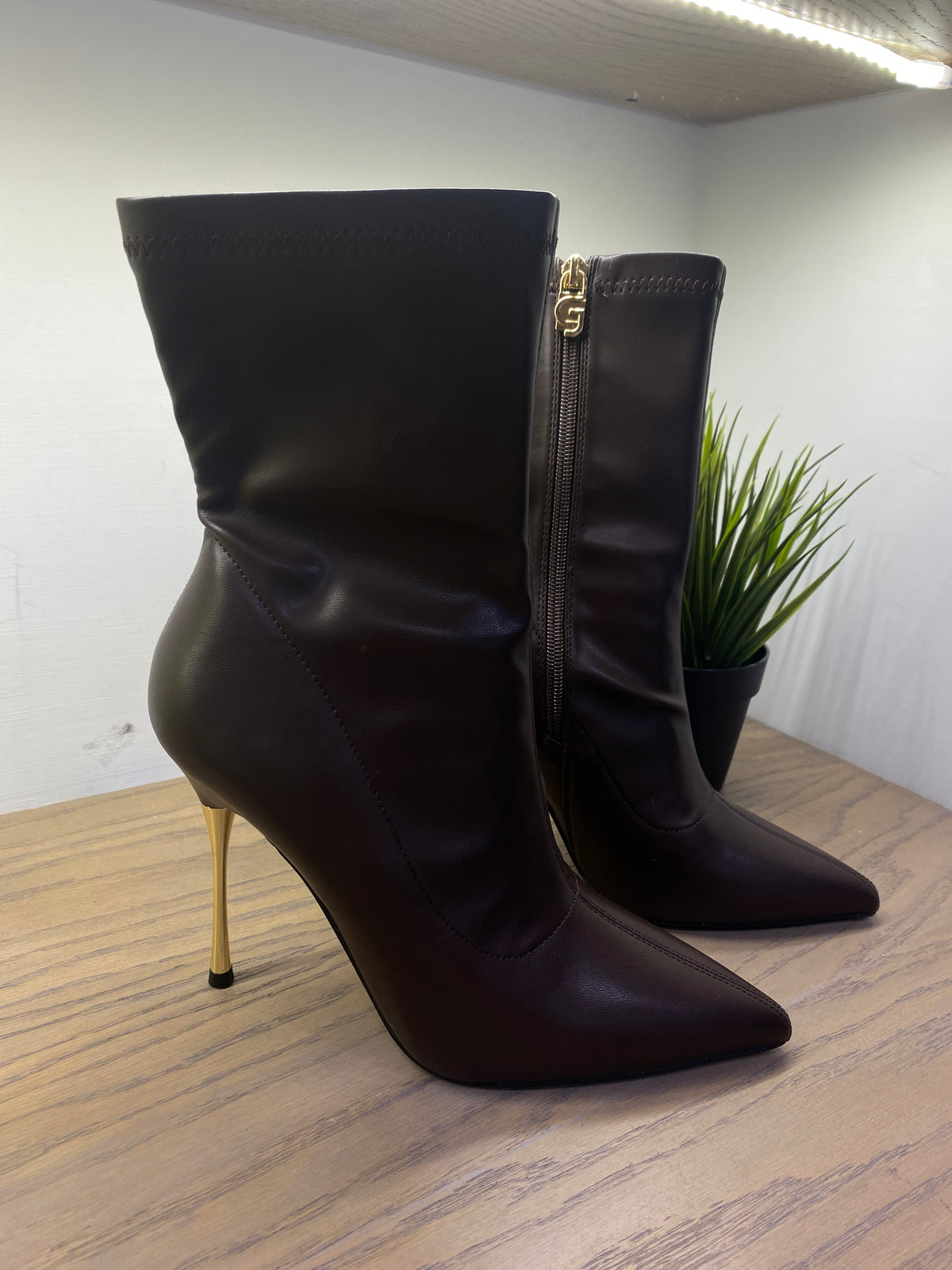 gold stivaletto tacco metallo