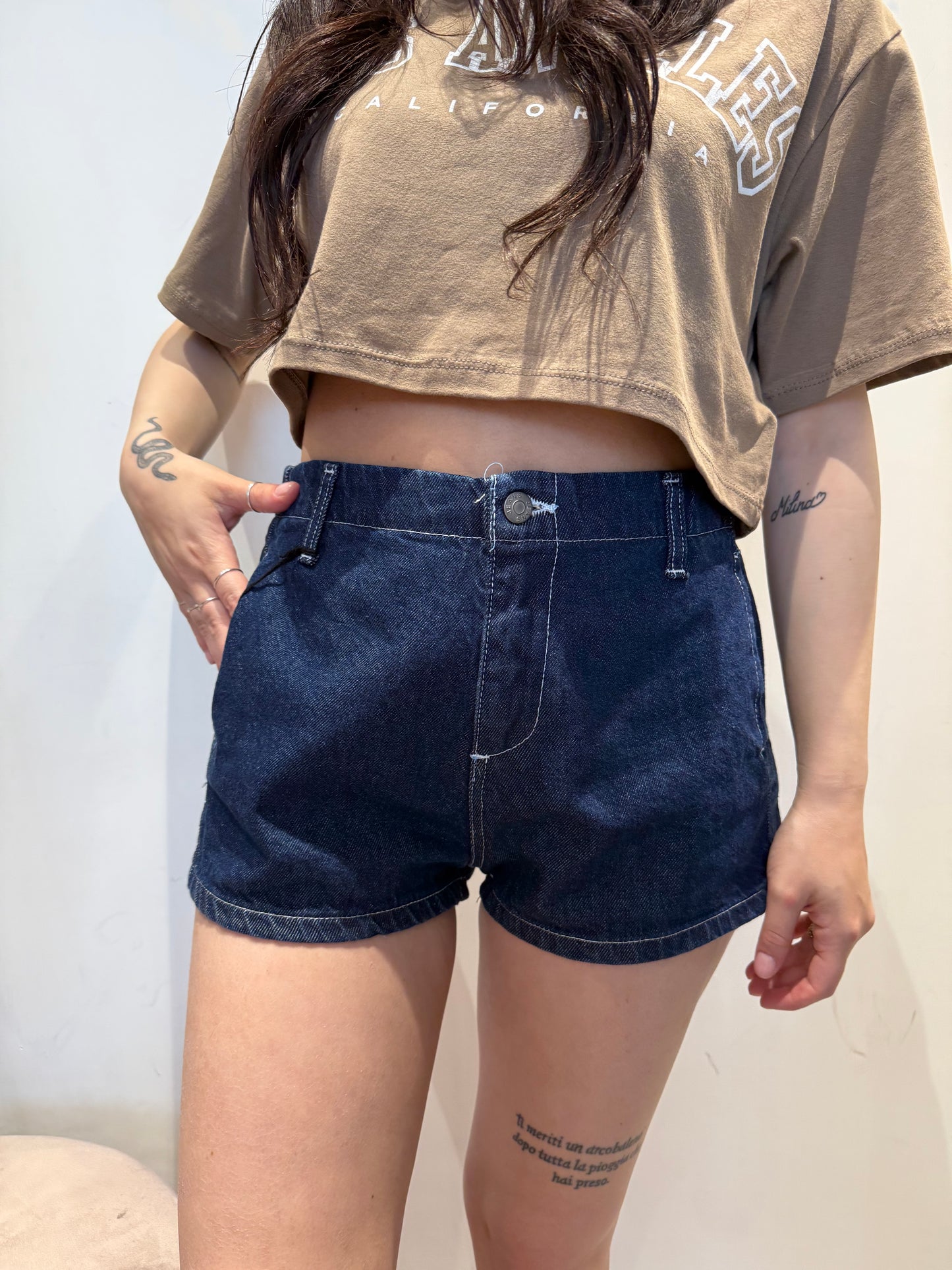victor short denim tasche dietro