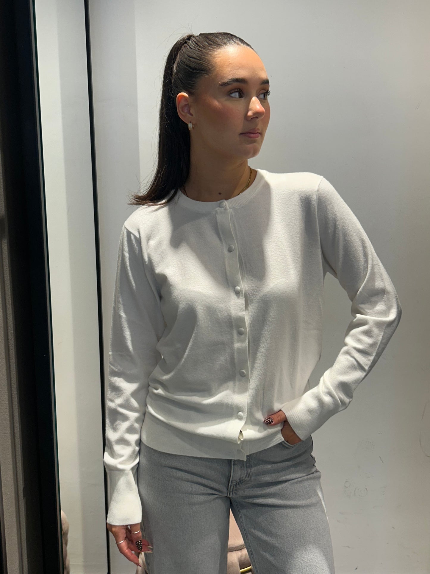 egg cardigan lana rasata bottoncini