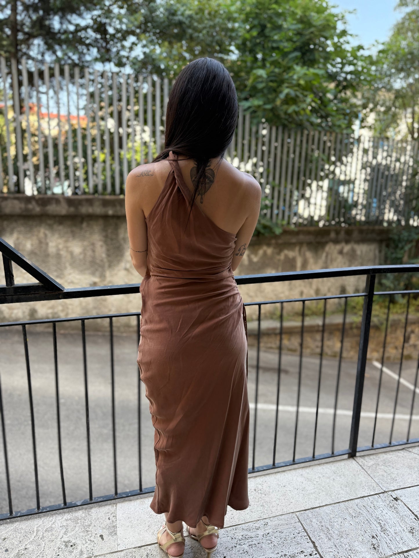 lumina long dress monospalla