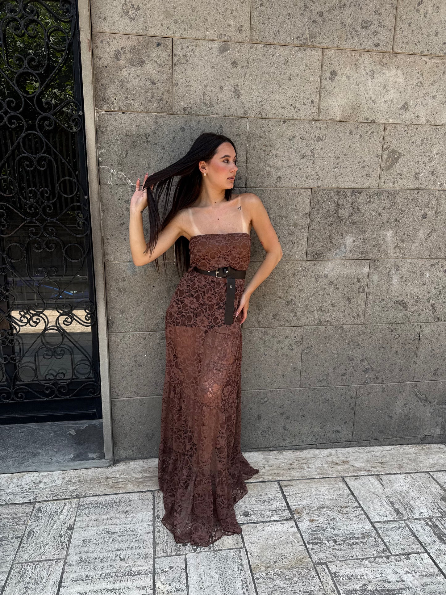 lumina long dress pizzo