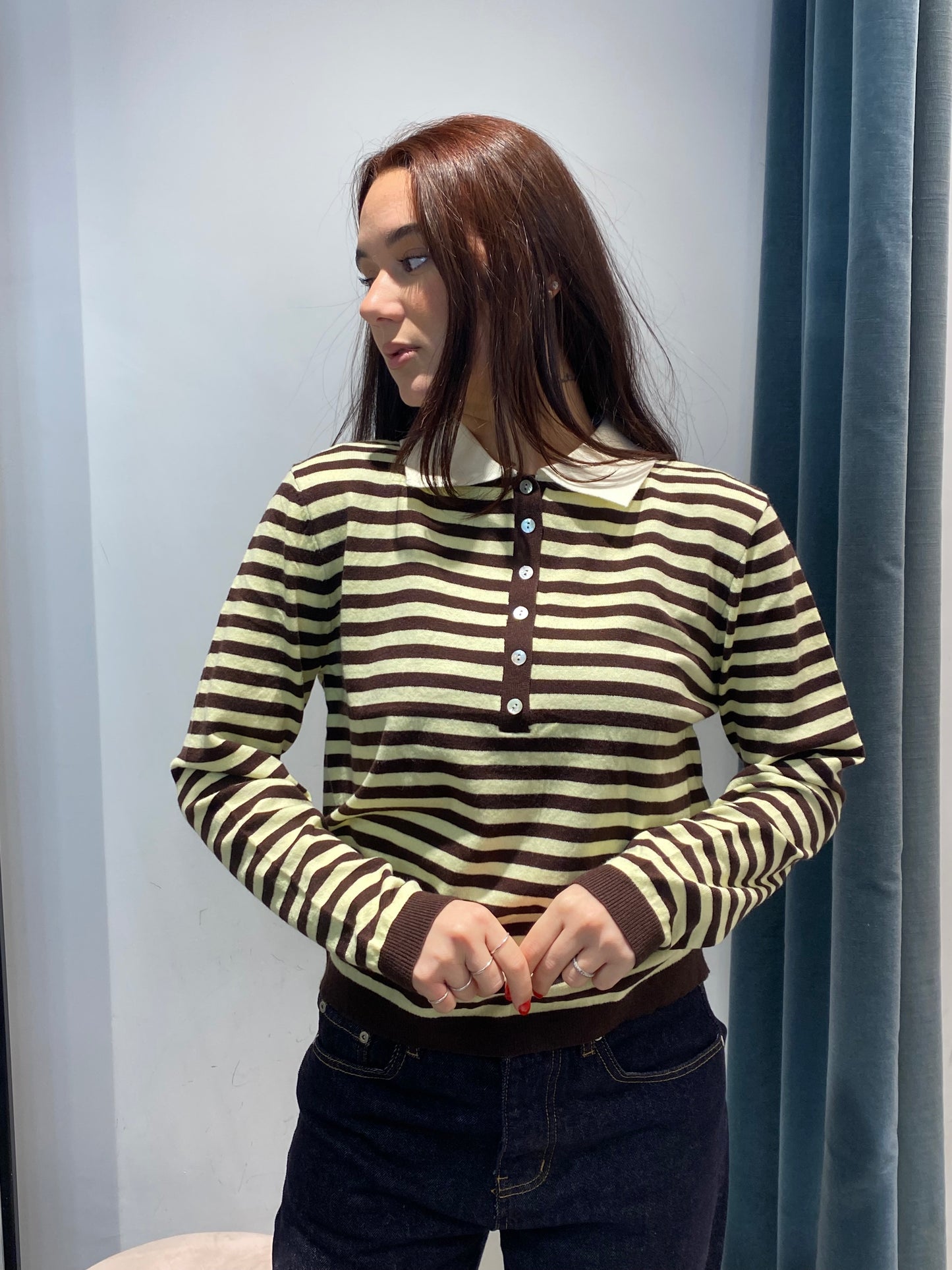 glitter polo righe collo unito