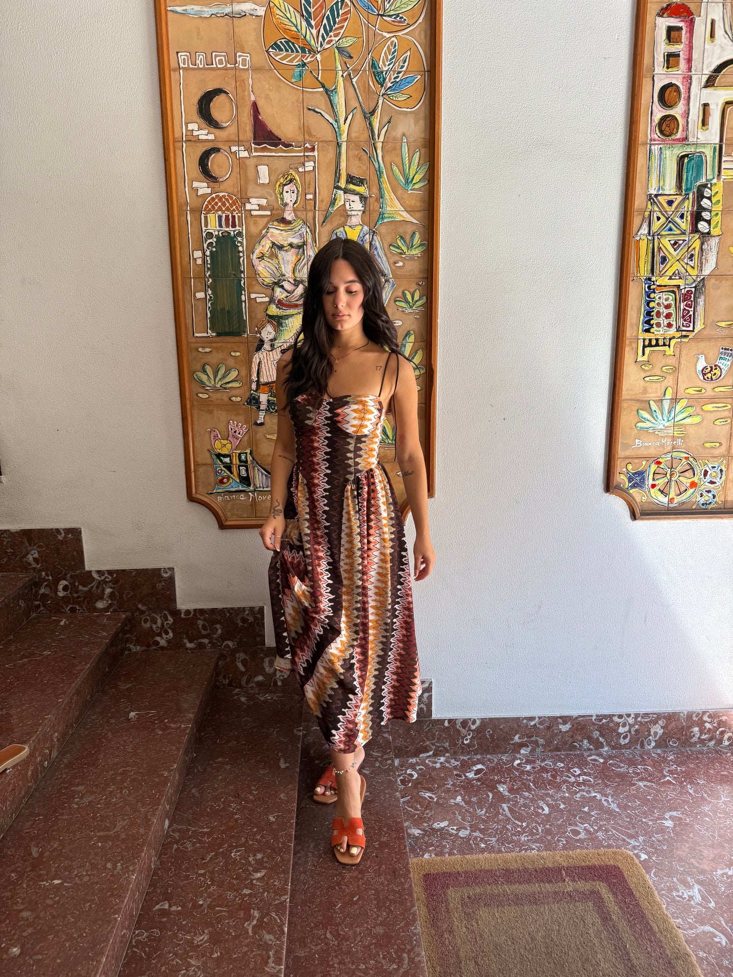 cor01 long dress laccio spalla