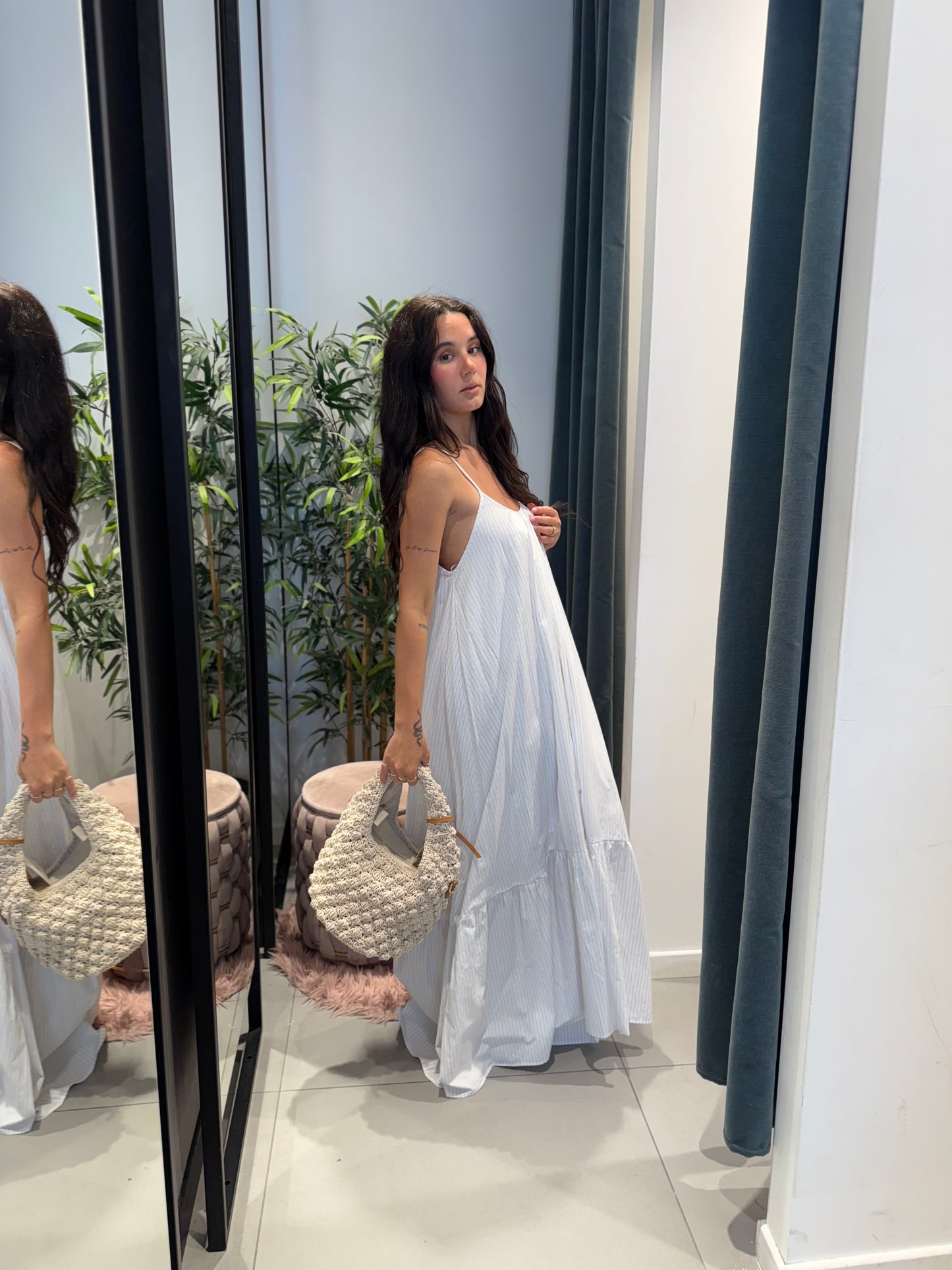 lumina long dress gessato