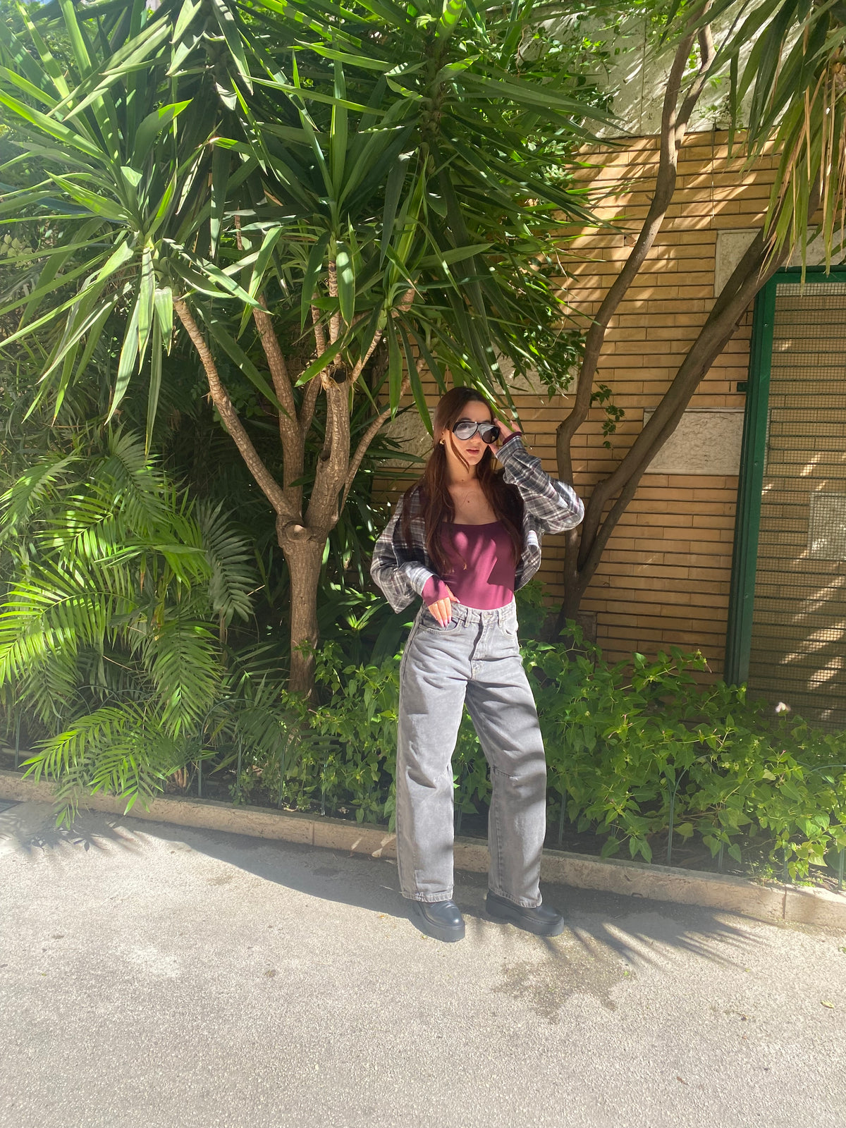 two way camicia crop check