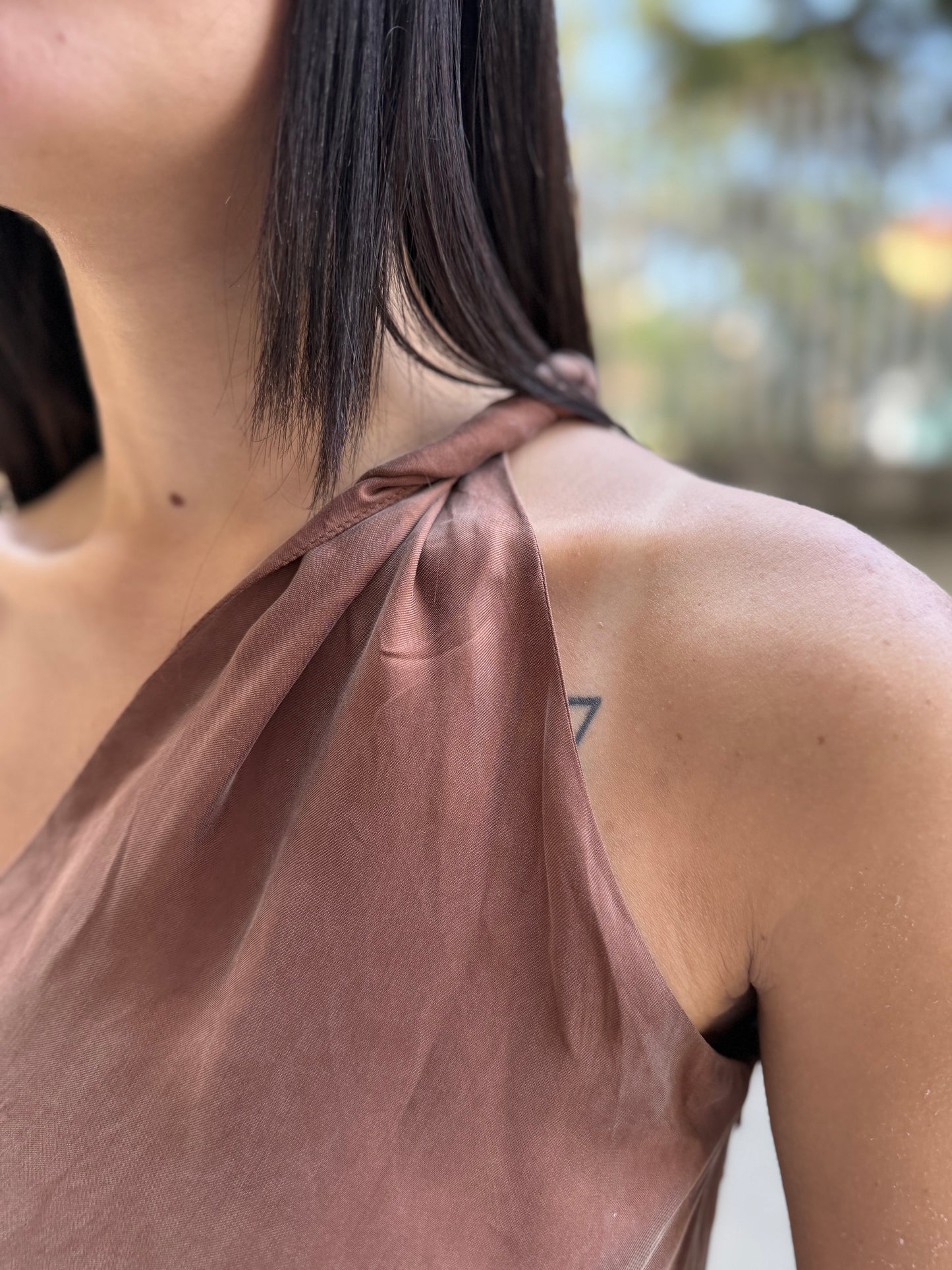 lumina long dress monospalla