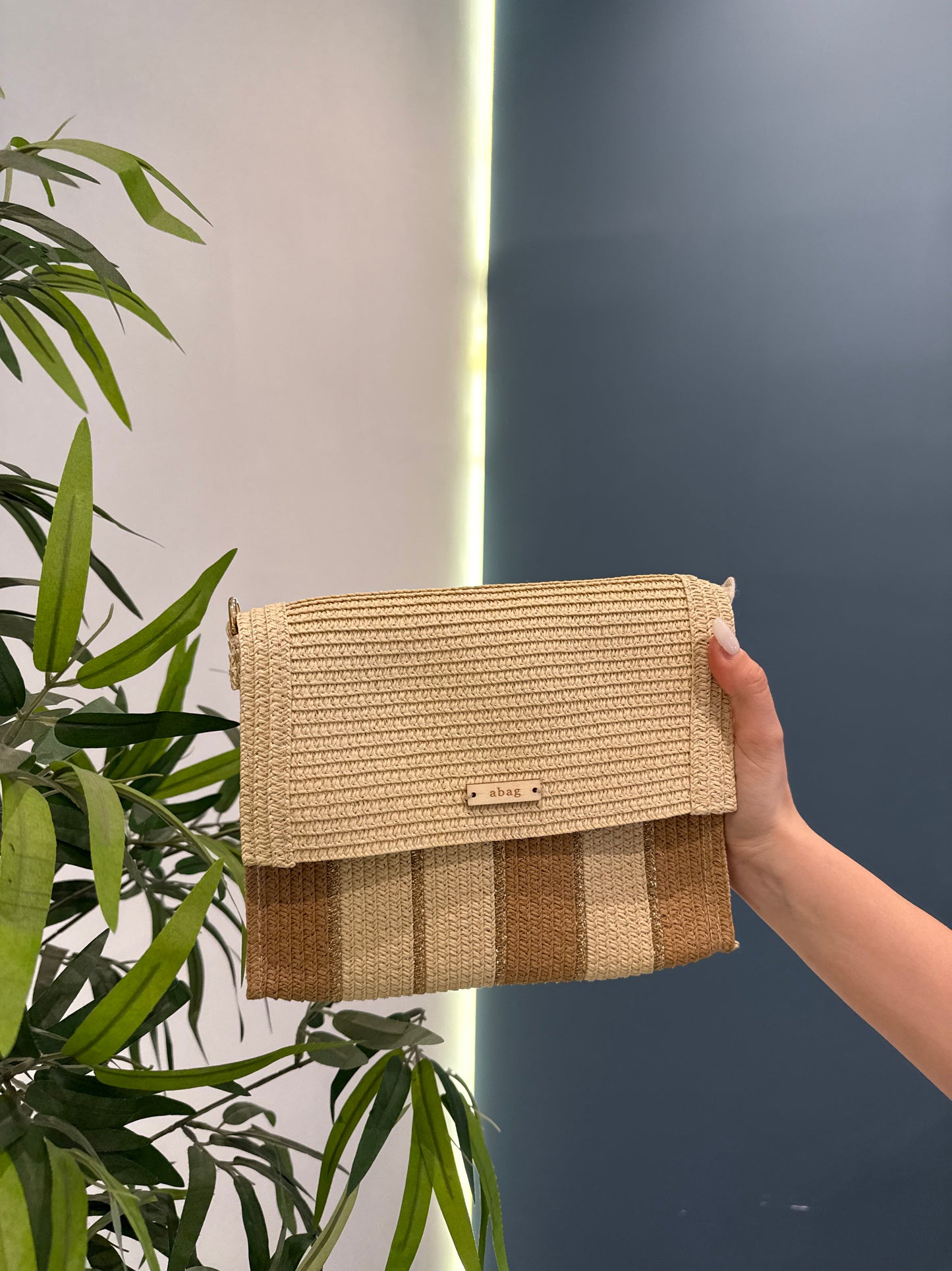 irene pochette rafia rigata