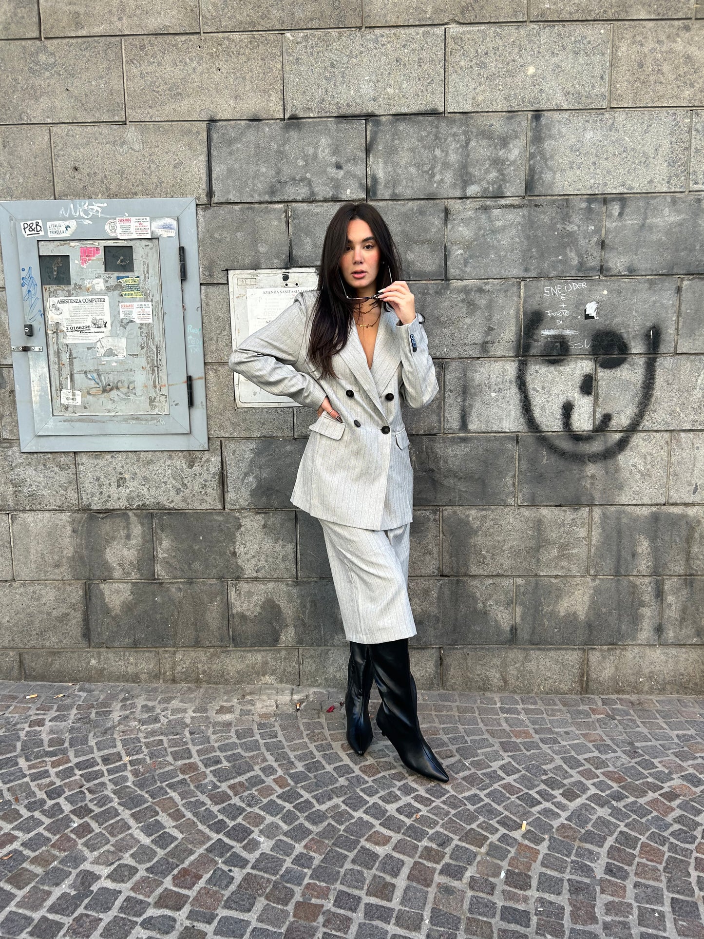 glamorous blazer doppio petto gessato