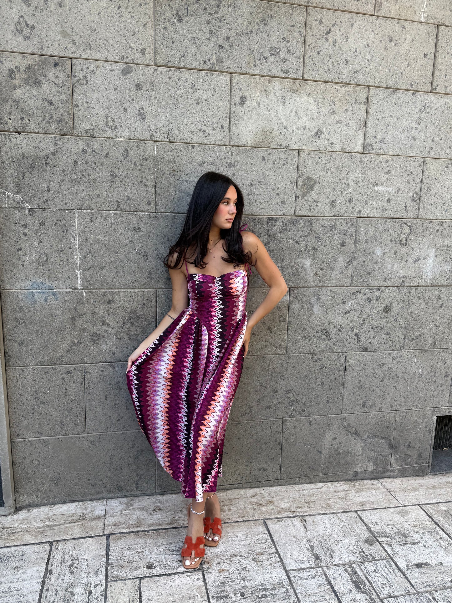 cor01 long dress laccio spalla