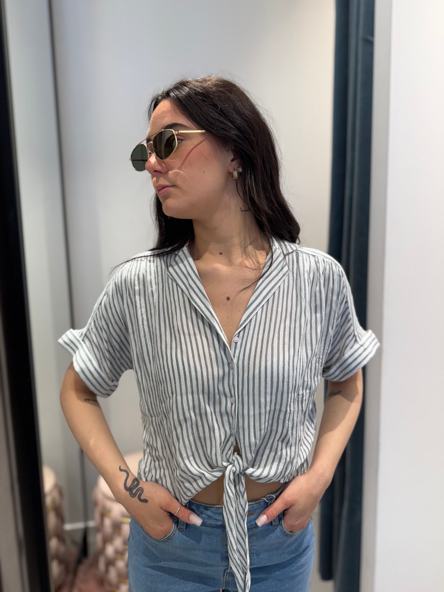 only camicia righe nodo