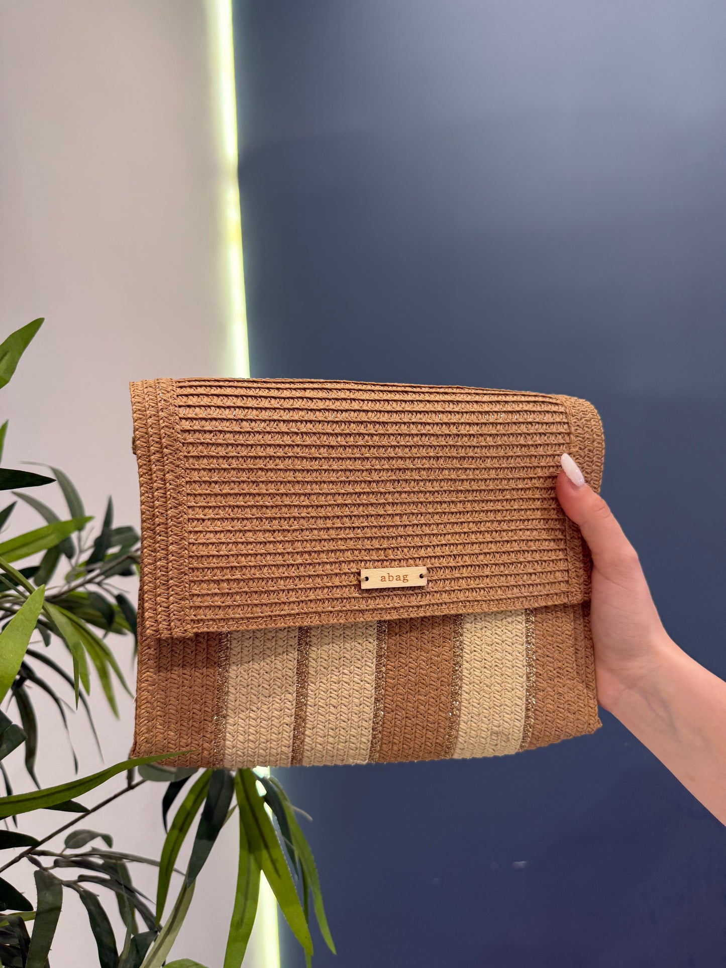 irene pochette rafia rigata