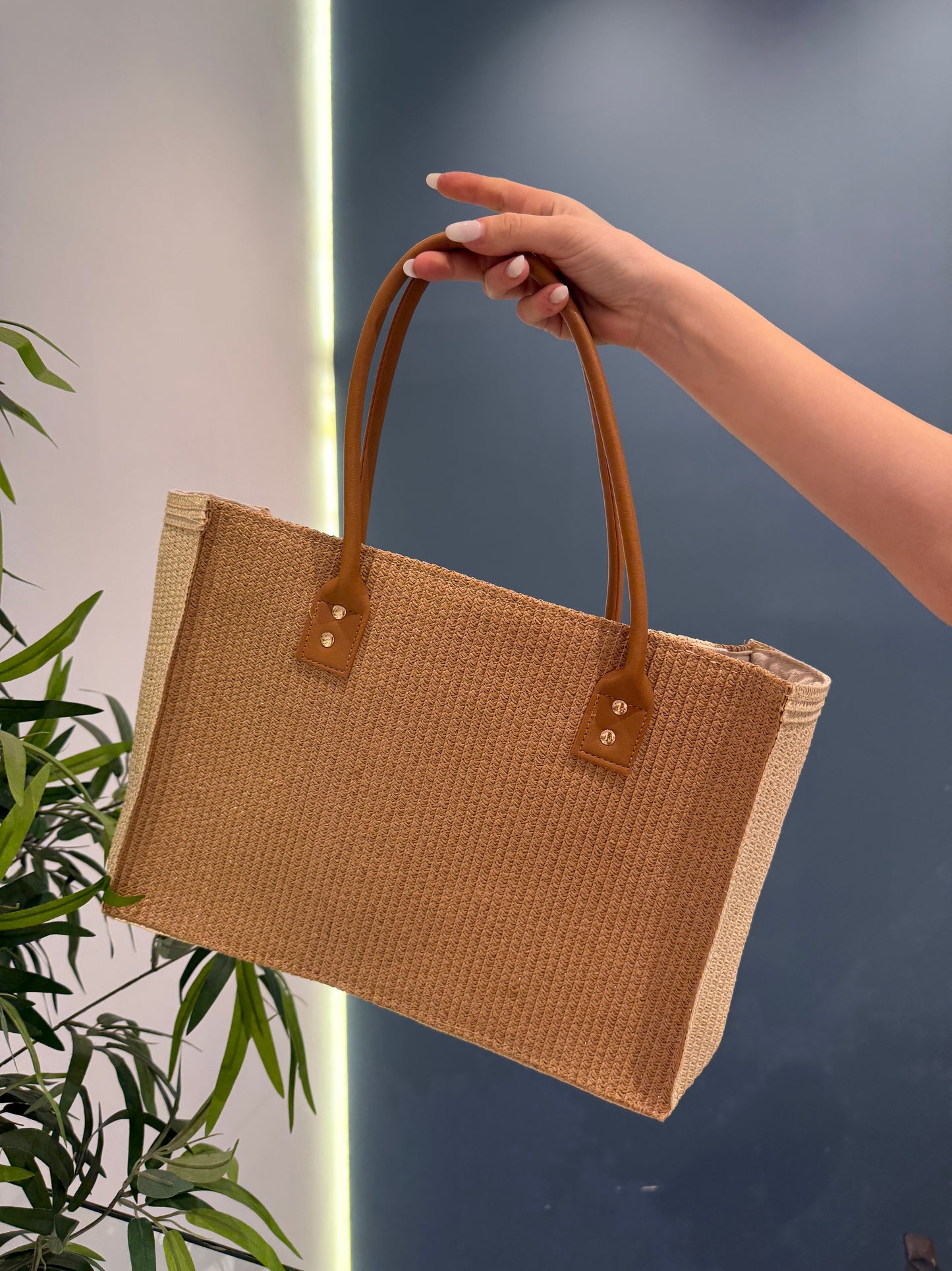 irene borsa righe manico in pelle