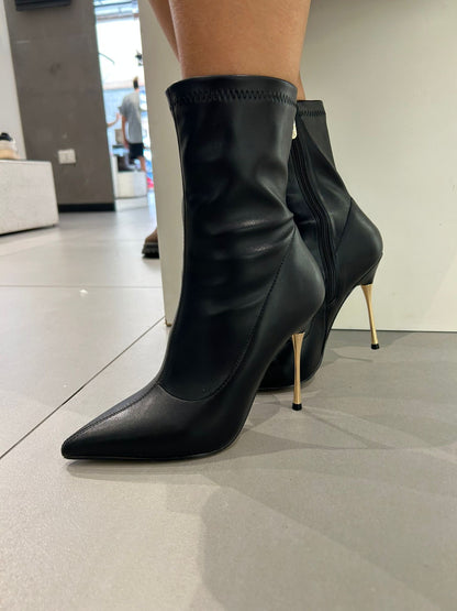 gold stivaletto tacco metallo