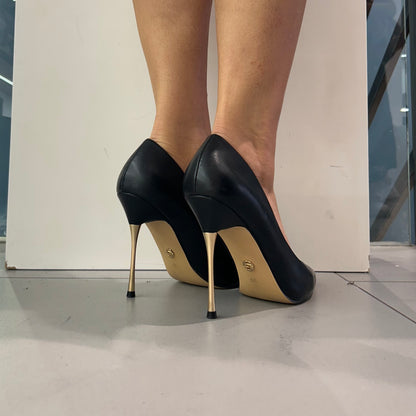 gold decollete tacco metallo