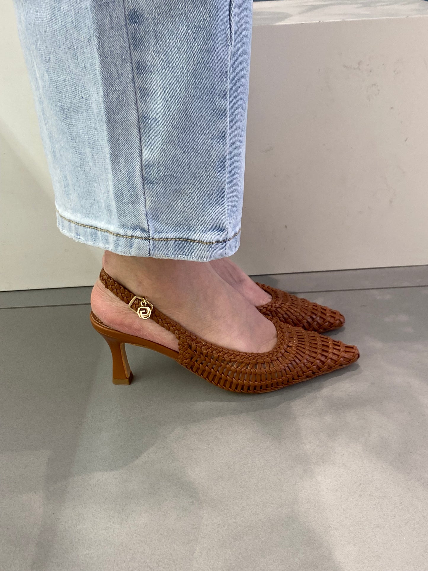 gold sling back tacco alto traforata