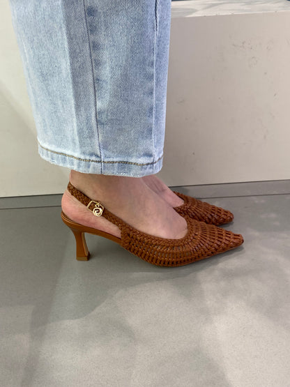 gold sling back tacco alto traforata