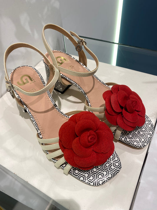 gold sandalo fiore rosa