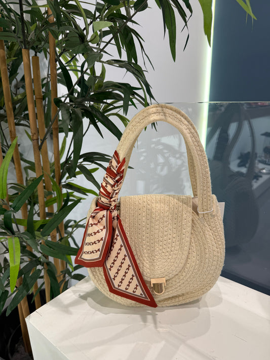 irene borsa rafia bandana intrecciata