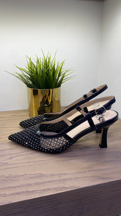 gold sling back mini strass
