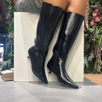 gold stivale tacco basso