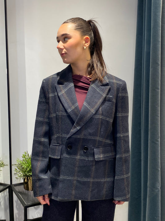 isabel giacca lana check