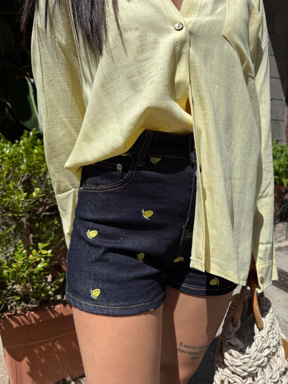 monique short jeans ricamo