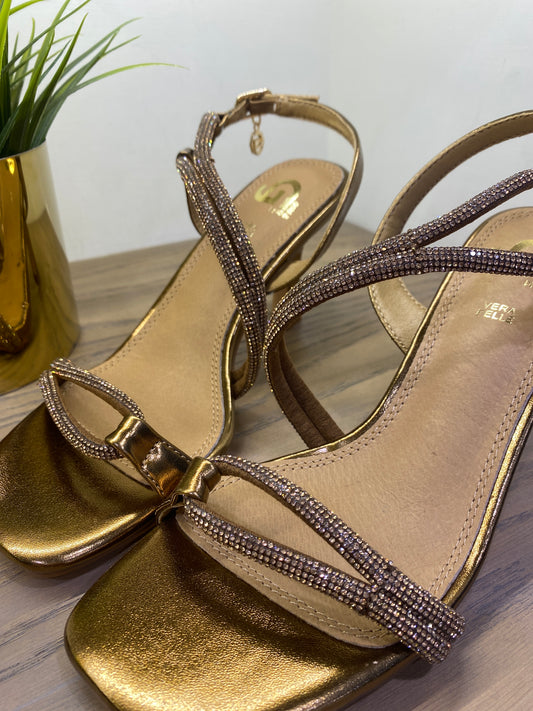 gold sandalo fascia strass trasversale
