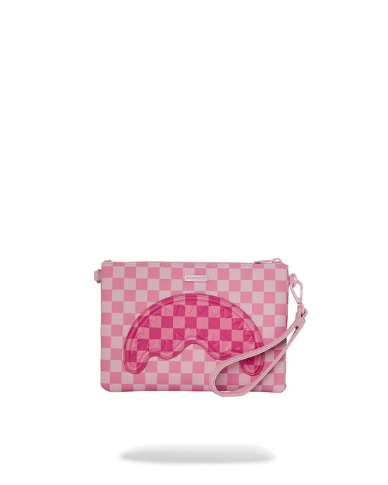 sprayground pink sip patch crossover clutch