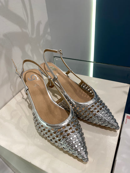 gold sling back rete intrecciata