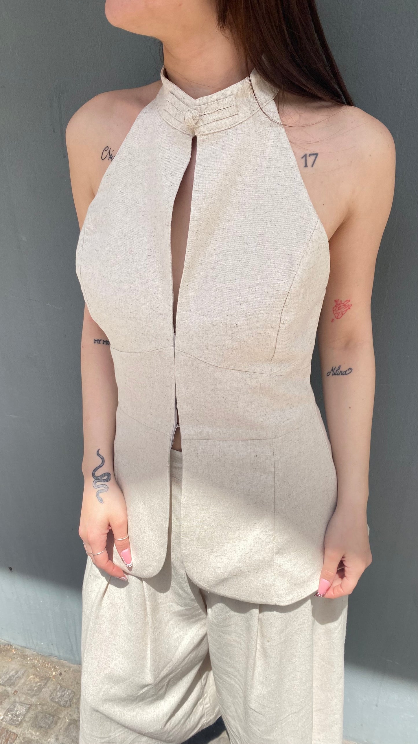 lumina gilet ciappe lino