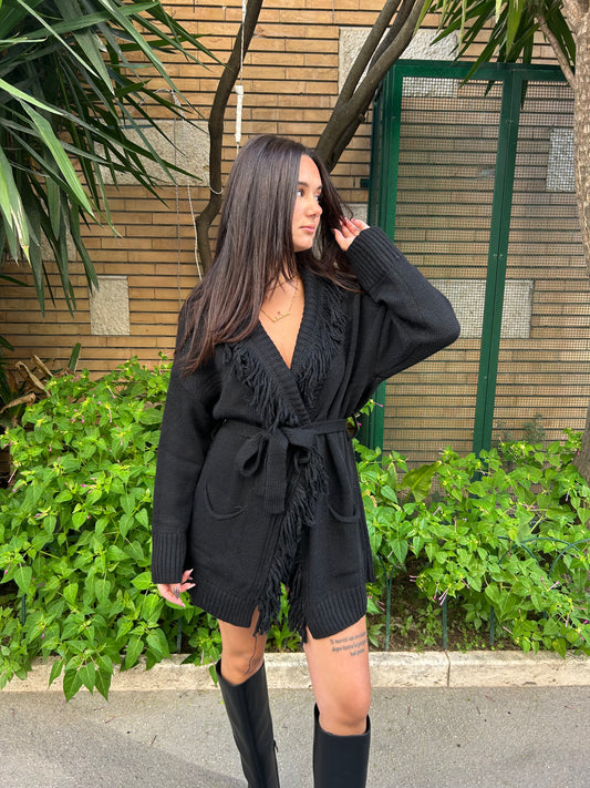 egg cardigan cintura e frange