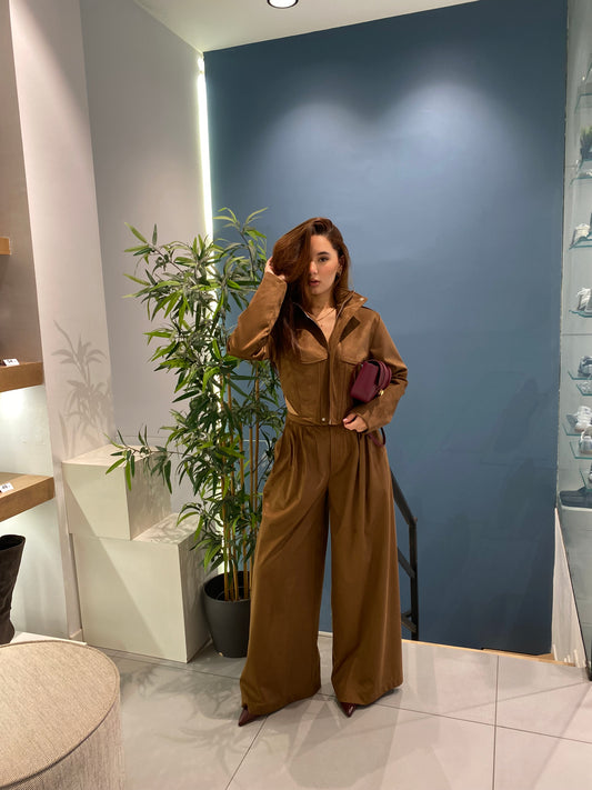 lumina giacca crop suede