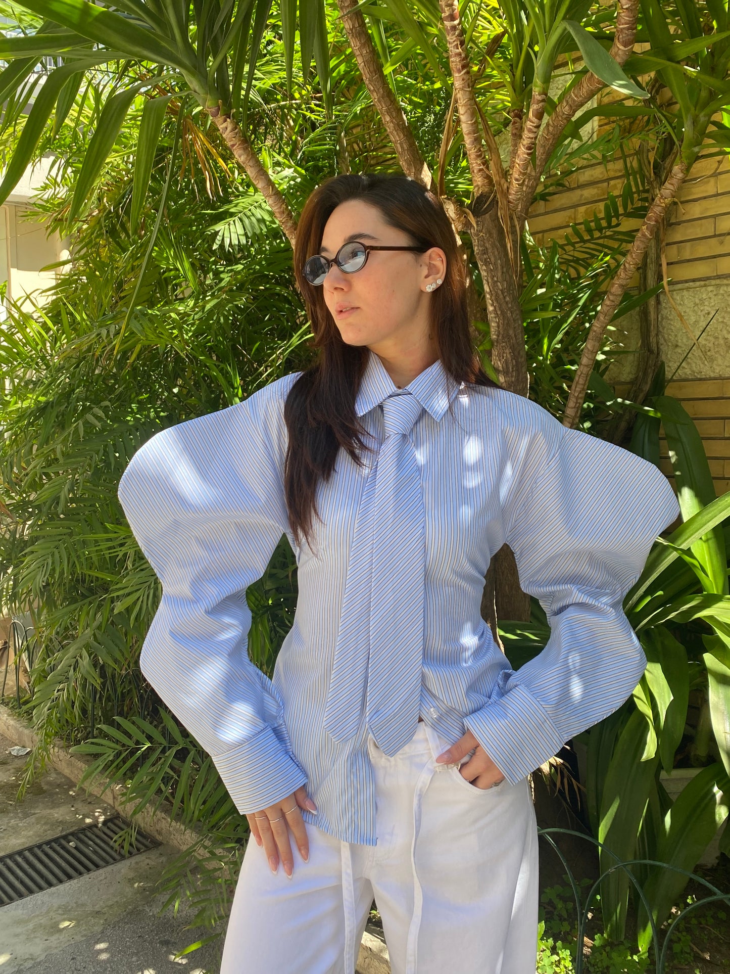 chic camicia righe cravatta
