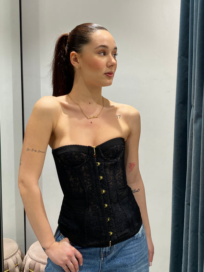 glitter corsetto pizzo stringhe