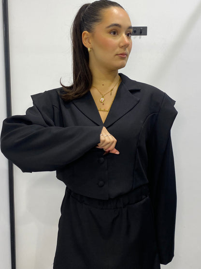 luna cordset giacca crop+shorts