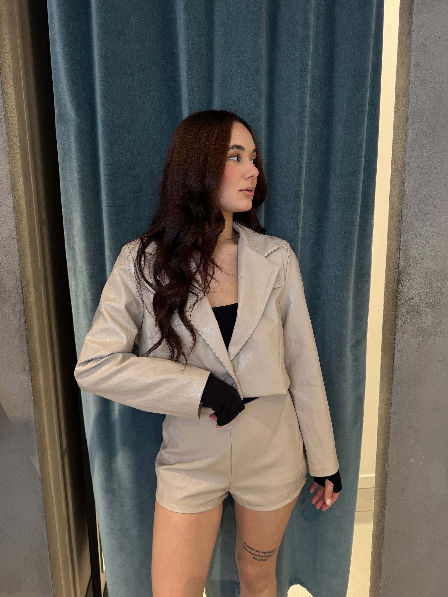 luna cordset eco giacca crop+short
