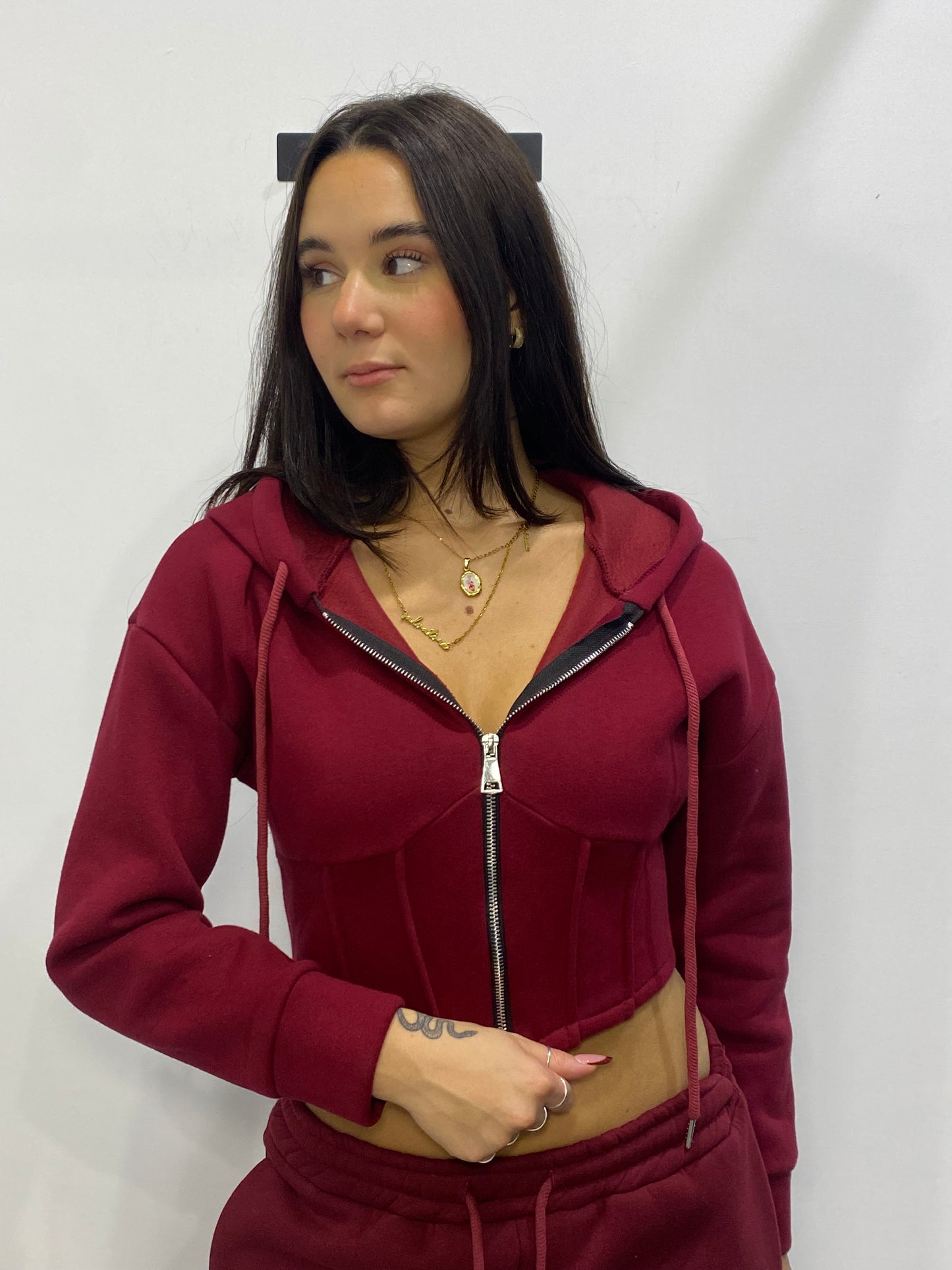 chic felpa zip bustier